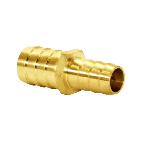 Vista 2 de Joywayus Reductor de púas de manguera de 1/2 "a 3/4" empalme reductor de ajuste de púas, unión hexagonal de latón para agua/combustible/aire
