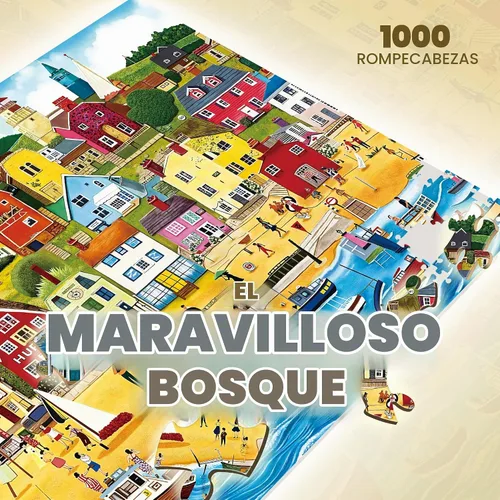Vista 6 de Rompecabezas para adultos, 1000 piezas, colorido pueblo de playa Beach Town