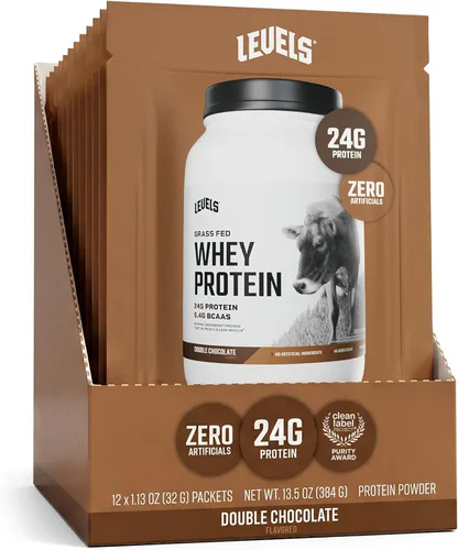 Vista 10 de Levels Proteína de Suero Alimentada con Pasto en Polvo, Sin Artificiales, 24G de Proteína, Cappuccino, 2LB