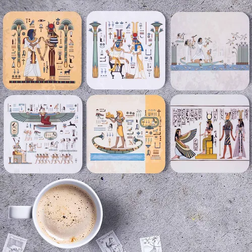 Vista 2 de Posavasos de alta calidad diseñados por IA – ideales para bebidas calientes en mesas de café y comedor – Juego de posavasos divertidos, frescos