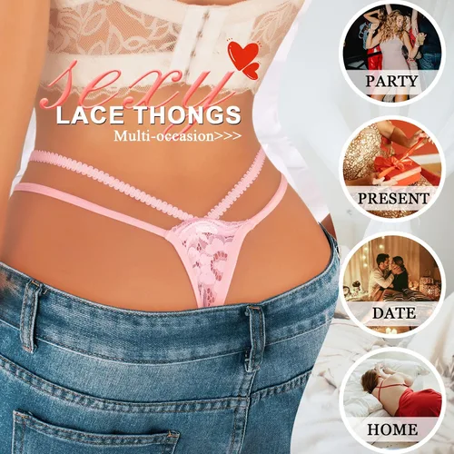 Vista 11 de Ropa interior con purpurina transpirable con encaje sexy para mujer
