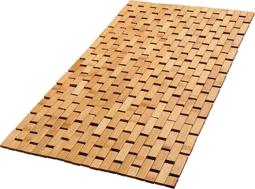 Vista 10 de Tapete de baño de madera de bambú natural, accesorios de cocina, tapete de baño bohemio (24 x 16 pulgadas)