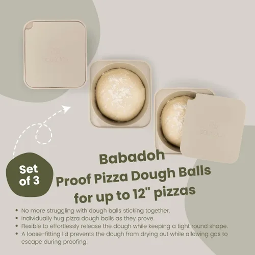Vista 2 de Babadoh Accesorios para hacer pizza Recipientes a prueba de masa de pizza con tapas Juego de 3 Color de masa Tamaño original