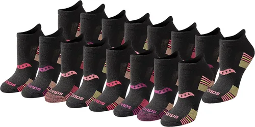 Vista 21 de Saucony Women's RunDry Performance Heel Tab Athletic Socks, Available in S-L (8, 16, 24 Pairs)