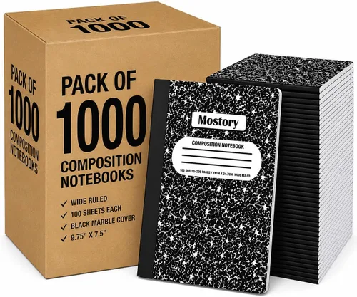 Vista 10 de MOSTORY Paquete de 5 cuadernos de composición – 200 páginas con rayas anchas (100 hojas), tamaño 7.5 x 9.75 pulgadas, suministros escolares a