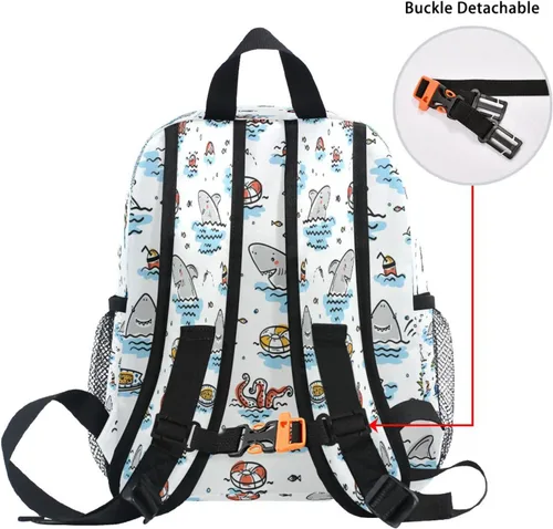 Vista 6 de ZOEO Toddlers Backpack Kids Doodle Cute Shark Animal Summer Childish Bookbag for Boys Girls 3-6 Years Children Preschool Kindergarten Cute Mini Bags