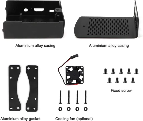 Vista 9 de MakerFocus Raspberry Pi - Funda con ventilador, carcasa de aleación de aluminio Raspberry Pi 3B+ con disipador de calor y destornillador para RPi 3B