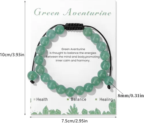 Vista 61 de Pulsera de cristal curativo para mujer de 0.315 in, pulsera de cuentas de cristal natural ajustable hecha a mano, joyería curativa, regalo