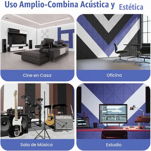 Vista 4 de HEMRLY - Juego de 12 paneles acústicos autoadhesivos, paneles de espuma insonorizantes de 30.5 x 30.5 x 1 cm, paneles acústicos cuadrados 2-Azul