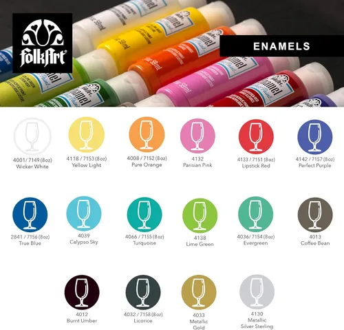 Vista 4 de FolkArt Juego de manualidades de esmalte acrílico con acabado brillante, 32 onzas y pintura esmaltada de vidrio y cerámica en varios