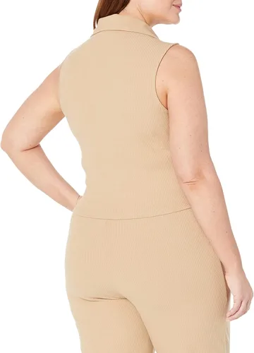 Vista 5 de The Drop Flora - Top corto ajustado con cuello fruncido para mujer