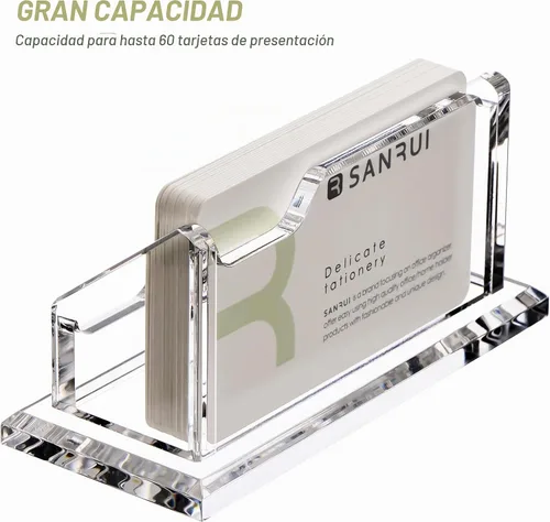 Vista 8 de SANRUI Tarjetero acrílico para escritorio, capacidad para 60 tarjetas