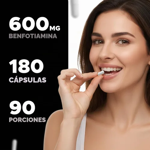 Vista 6 de Vitabod Benfotiamina 600mg - 180 cápsulas vegetarianas - Suplemento de vitamina B1 soluble en grasa