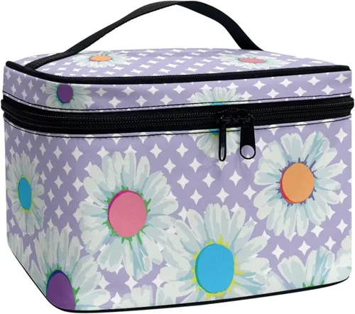 Vista 11 de Flashideas Bolsa de maquillaje para cosméticos Almacenamiento vertical Bolsa de maquillaje de viaje de gran capacidad, Caballo Azteca 1