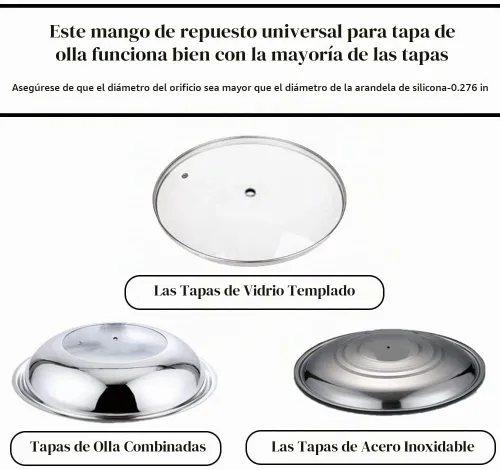 Vista 4 de Pomo universal de repuesto para tapas de sartén, cubierta de silicona resistente al calor, asas de sujeción, sin BPA, aptas para lavavajillas, se