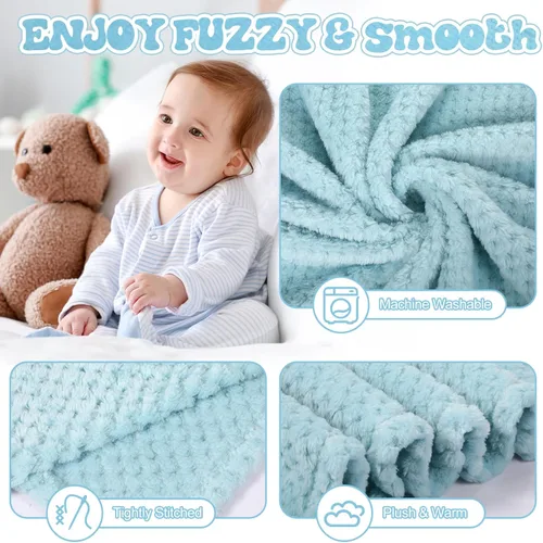 Vista 4 de Newwiee - 3 mantas de bebé de 30 x 40 pulgadas, mantas de forro polar ultra suaves para niñas y niños, esponjosas, recién nacidos, para cuna