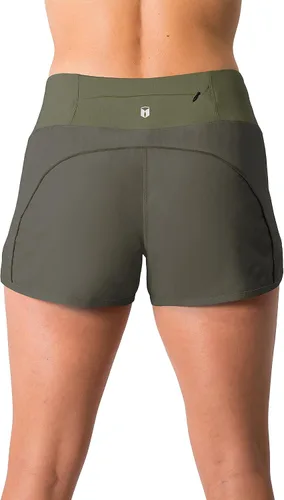 Vista 4 de Tough Mode - Pantalones cortos para mujer, ligeros, con forro de malla, 3 pulgadas, bolsillo con cremallera, para hacer ejercicio, correr