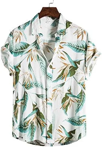 Vista 2 de Camisas hawaianas para hombre, ajuste regular, manga corta, transpirable, estampado de palmeras, camisas tropicales para el verano, A2-como se