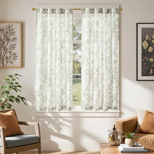 Vista 26 de Jinchan - Cortinas de lino texturizado para cocina, 24 pulgadas, natural, 2 paneles Mezcla de lino beige natural