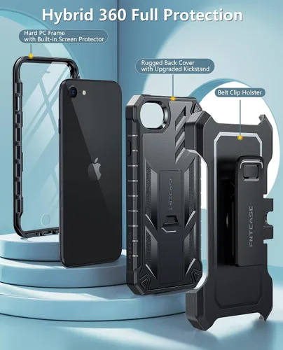 Vista 5 de FNTCASE Funda para iPhone SE de 3ª/2ª generación: para iPhone SE 2022/2020/8/7/6S/6 Funda de teléfono con protección contra caídas, resistente a