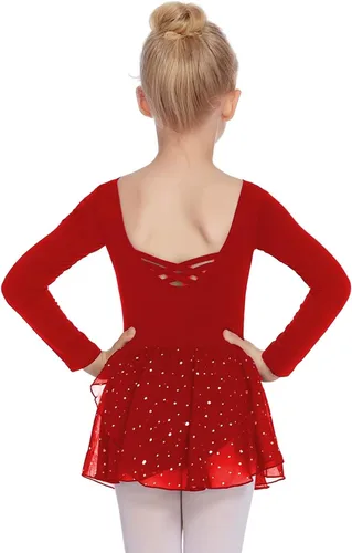 Vista 11 de Arshiner Vestido de ballet clásico de manga larga para niñas Negro