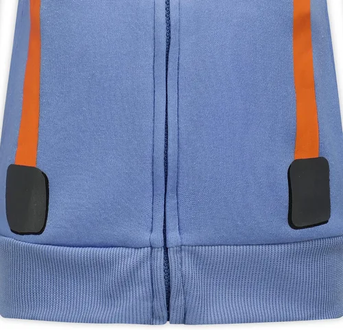 Vista 4 de Blippi Sudadera con capucha con cremallera para niños pequeños y pequeños, color azul, Naranja