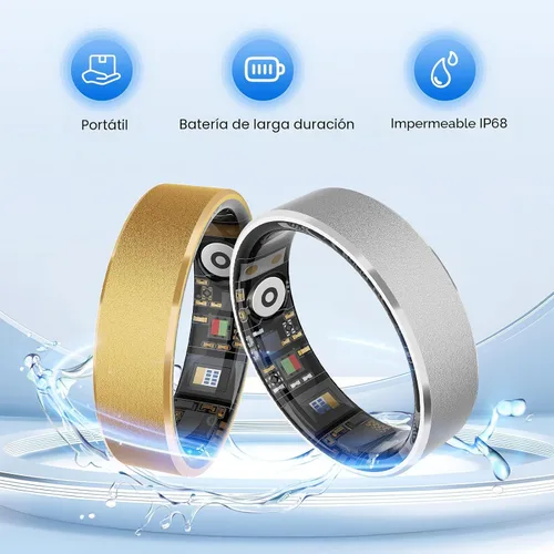 Vista 4 de Anillo de salud inteligente, con funciones de monitoreo de estrés y sueño, compatible con iOS y Android, rastreador de actividad física impermeable