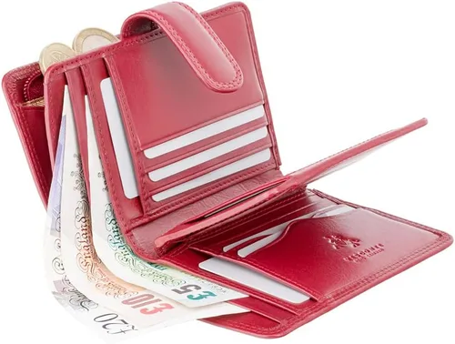 Vista 4 de VISCONTI Monza Collection MZ11 - Bolso con dos notas con protección RFID para mujer, Rojo -, Cartera Rfid