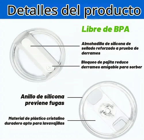 Vista 3 de 2 piezas de tapa de vaso para taza Stanley de 40oz, a prueba de polvo, a prueba de derrames, resistente a salpicaduras, tapa de repuesto para taza