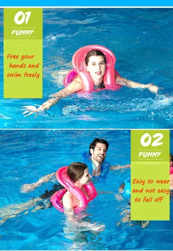 Vista 5 de Topsung Flotadores inflables para brazos de natación, anillos flotadores de tubo para niños y adultos