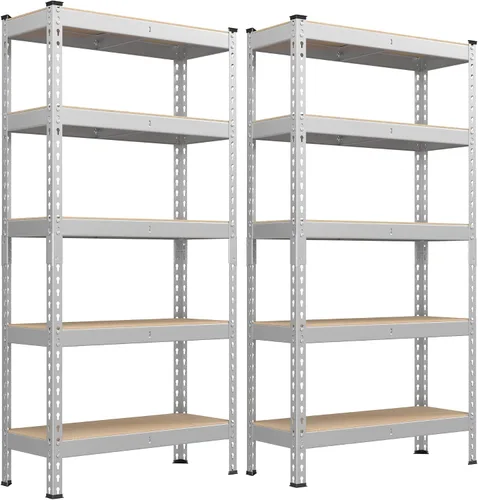 Vista 11 de SONGMICS - Estantería de almacenamiento de 5 niveles, capacidad de carga 2310 lb, juego de 2 para garaje, ensamblaje sin tornillos, estante Gris