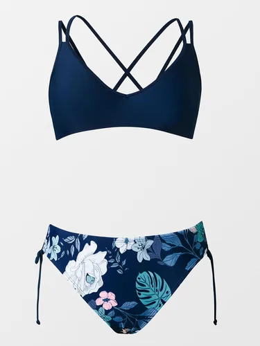 Vista 5 de CUPSHE Traje de baño de dos piezas para mujer, traje de baño con tirantes cruzados en la espalda y tirantes delgados dobles