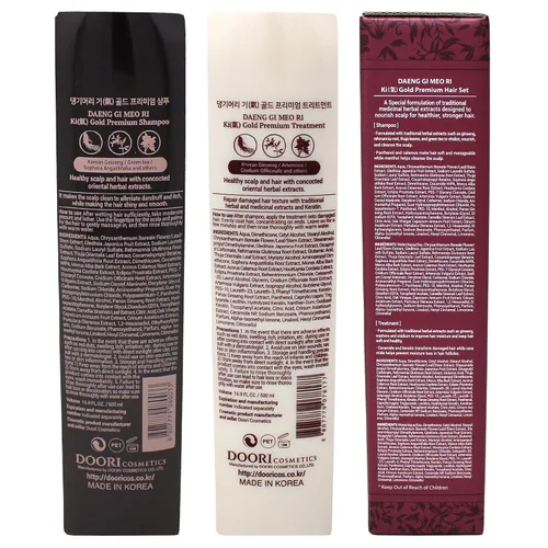 Vista 3 de Daeng Gi Meo Ri- Ki Gold Premium Champú + juego de tratamiento, promueve el crecimiento del cabello, humectación eficaz para cabello seco y áspero