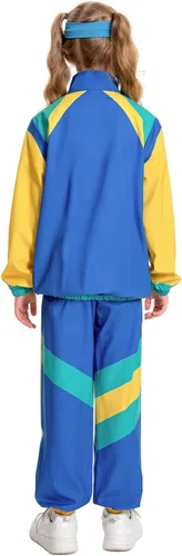 Vista 3 de Conjunto deportivo de los años 80 para niños, disfraz de hip hop, parte superior y pantalones, ropa deportiva de baile retro