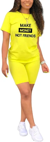 Vista 2 de PINSV Conjunto de 2 piezas, ajustado, con pantalón corto, de verano, para entrenamiento, para mujer