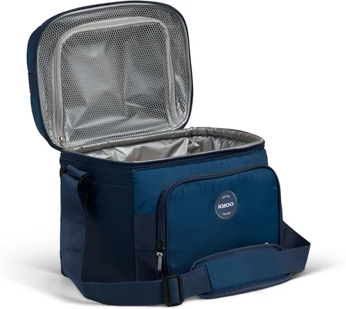 Vista 4 de Igloo Gripper - Bolsa enfriadora de lados suaves Enfriador de almuerzo aislado de doble compartimento Blue Shale 22-Can