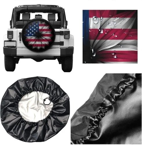 Vista 6 de Cubierta de neumático de repuesto personalizada, cubiertas de rueda universales personalizadas, añade tu propio texto e imagen, para Jeep, remolque