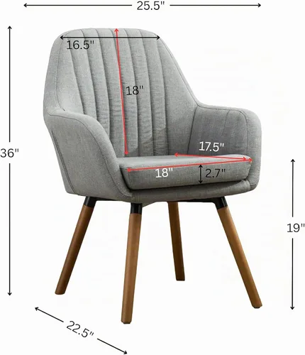 Vista 3 de Tuchico silla decorativa de tela contemporánea., Tela, Gris