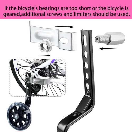 Vista 6 de Ruedas de entrenamiento para bicicleta, rueda de silencio flash compatible con bicicletas de 12 a 20 pulgadas, 1 par