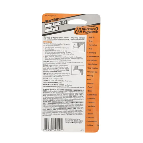 Vista 3 de Gorilla Adhesivo de construcción resistente, tubo de compresión de 2.5 onzas, blanco, (paquete de 5)