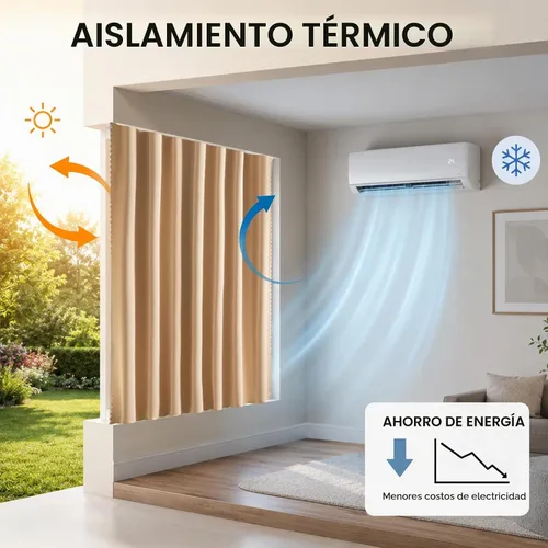 Vista 5 de Jilron Cortinas opacas autoadhesivas, cubierta adhesiva para ventana, sin taladro, fácil de instalar, aptas para inquilinos para dormitorio Beige