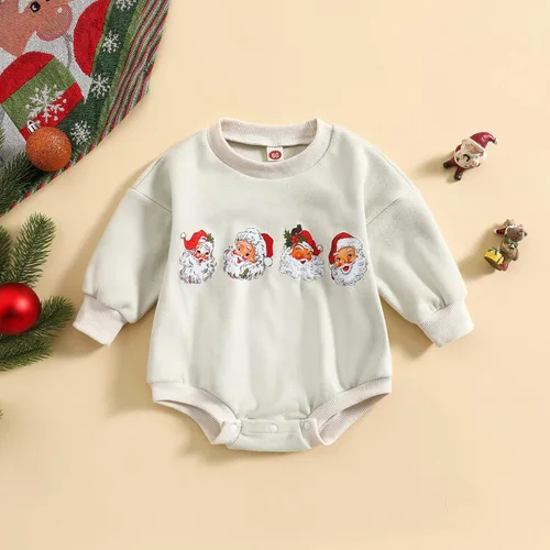 Vista 2 de Traje de Navidad para bebé recién nacido, con cuello redondo, manga larga, con burbujas, de gran