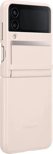 Vista 2 de SAMSUNG Funda protectora de piel para Galaxy Z Flip4, funda protectora de lujo con diseño de estilo delgado, embalaje a granel, color melocotón