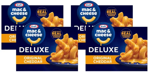 Vista 10 de Kraft Deluxe Mac y queso, 1 caja, para cenar o cenar fácilmente, sabor original de queso cheddar, sin tintes ni sabores artificiales, 14 onzas