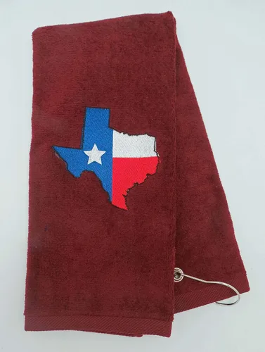 Vista 3 de Toalla de golf bordada personalizada personalizada Texas (negro)