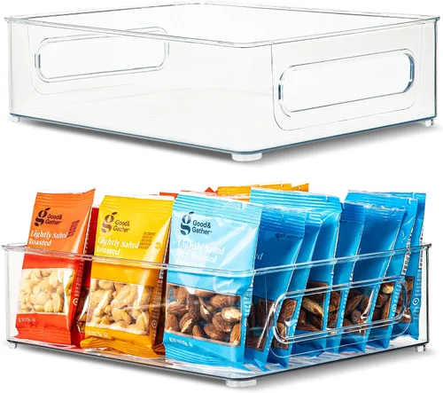 Vista 43 de Contenedor de plástico transparente para almacenamiento de alimentos con asas para organizar cocina, despensa, refrigerador, congelador, despensa