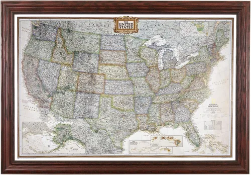 Vista 11 de Póster de lienzo enrollado personalizado con mapa de EE.UU. como arte de pared con chinchetas – Mapa ejecutivo grande de 24" x 36" de EE.UU.