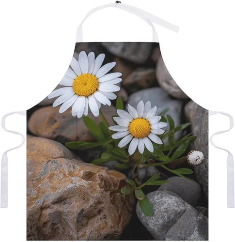 Vista 7 de Personalized Daisies And Rocks Adult Apron, Kitchen Cooking Aprons for Woman Man, Adjustable Bib Apron with Pocket for Baking, BBQ Crafting