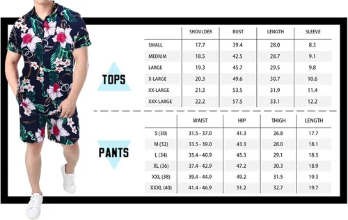 Vista 6 de COOFANDY - Conjunto de camisa hawaiana floreada de manga corta con botones para hombre