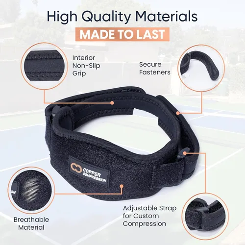 Vista 5 de Copper Compression Codera de tenista, soporte de contrafuerza ajustable para tendinitis, codo de golfista, codo de tenista, dolor de antebrazo